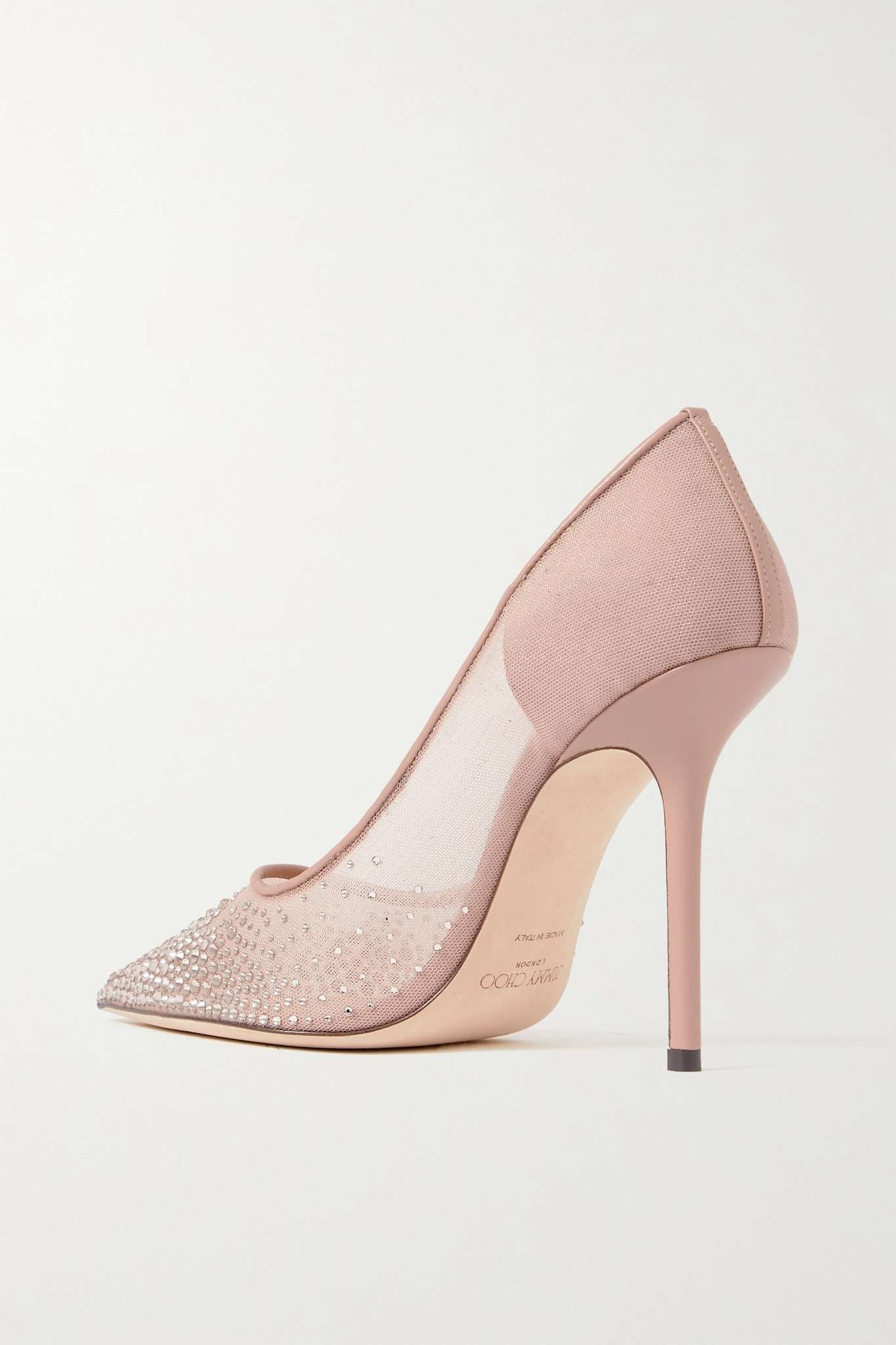 Love 100 leather-trimmed crystal-embellished mesh pumps - 3