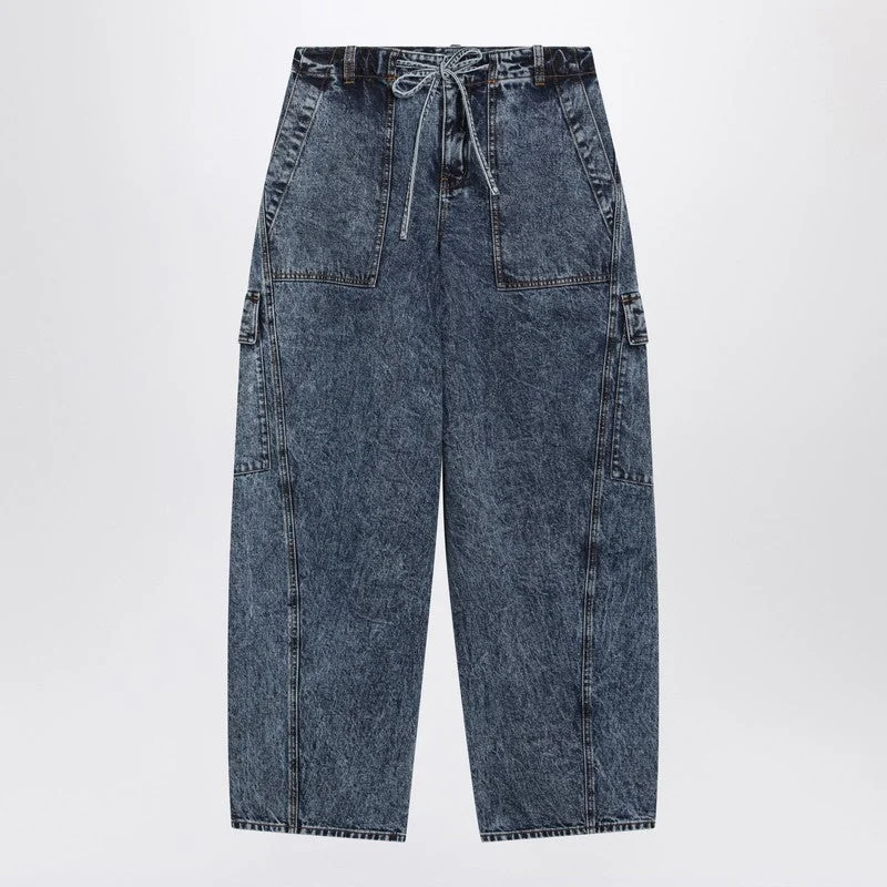 Alaia Blue Washed Denim Cargo Trousers Women - 1