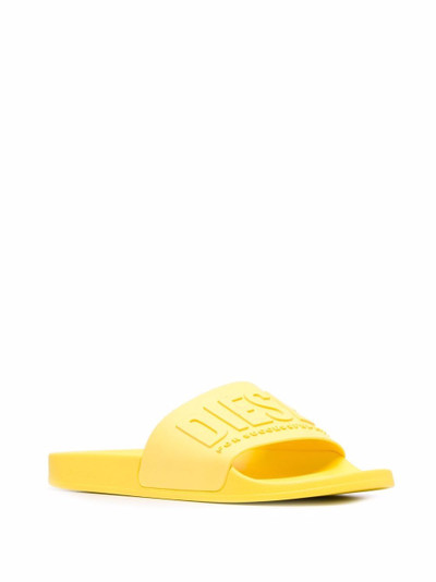 Diesel embossed-logo pool sliders outlook