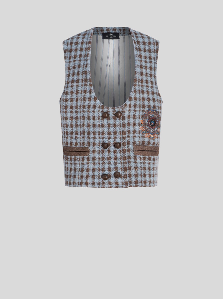 OVERSIZED HOUNDSTOOTH WAISTCOAT WITH EMBROIDERY - 1