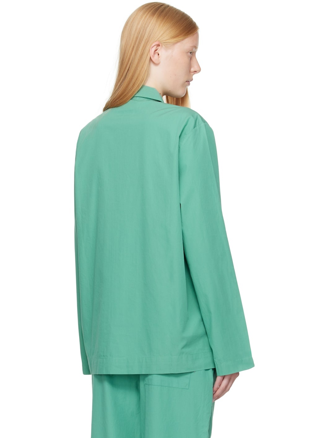 Green Poplin Long-Sleeved Pyjama Shirt - 3
