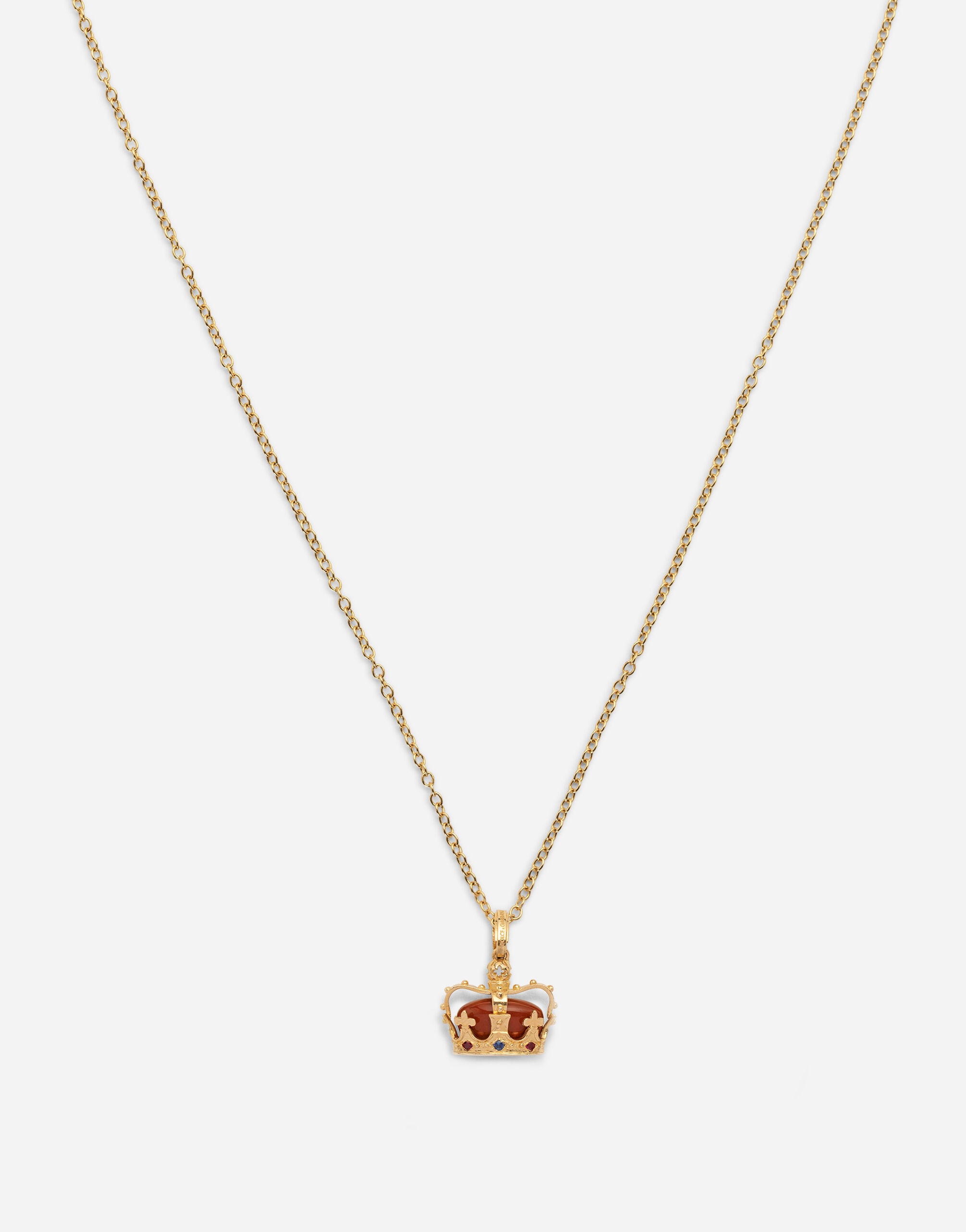Crown yellow gold crown pendant with red jasper on the inside - 2