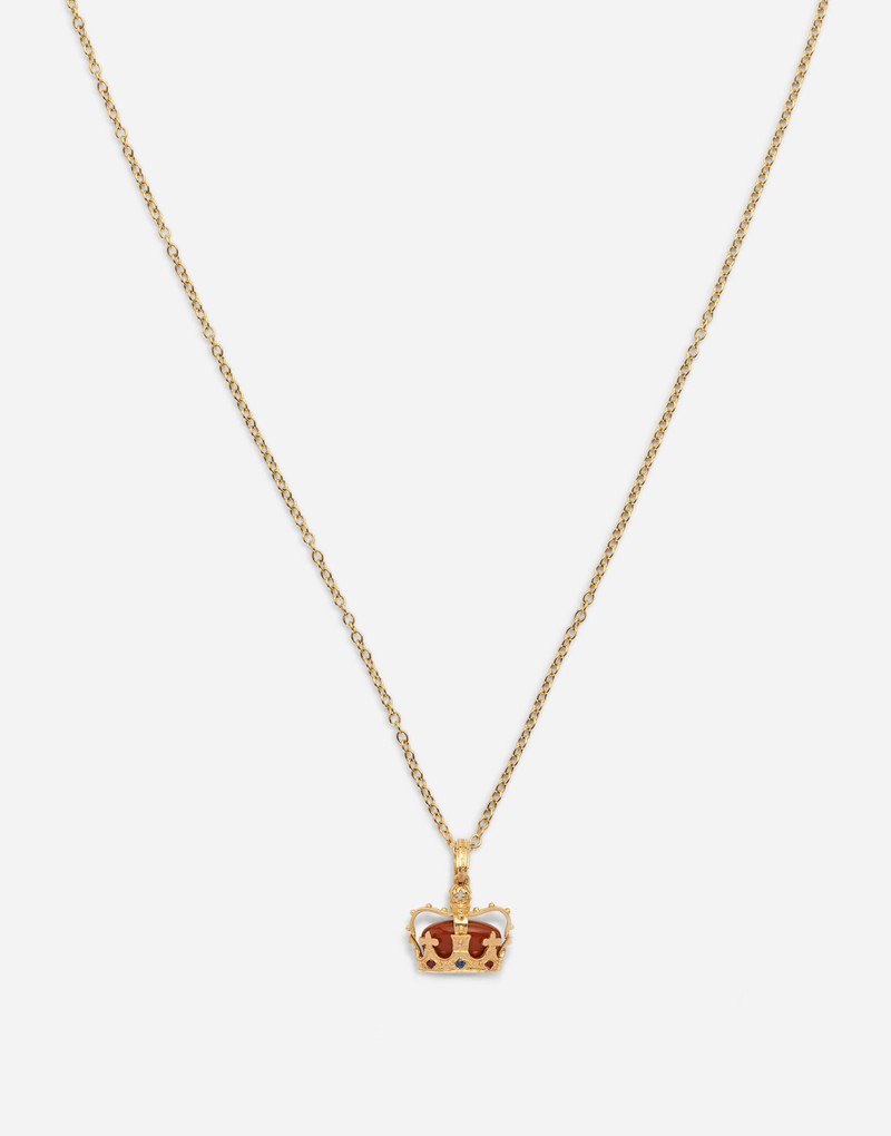 Dolce & Gabbana Crown yellow gold crown pendant with red jasper on the inside outlook