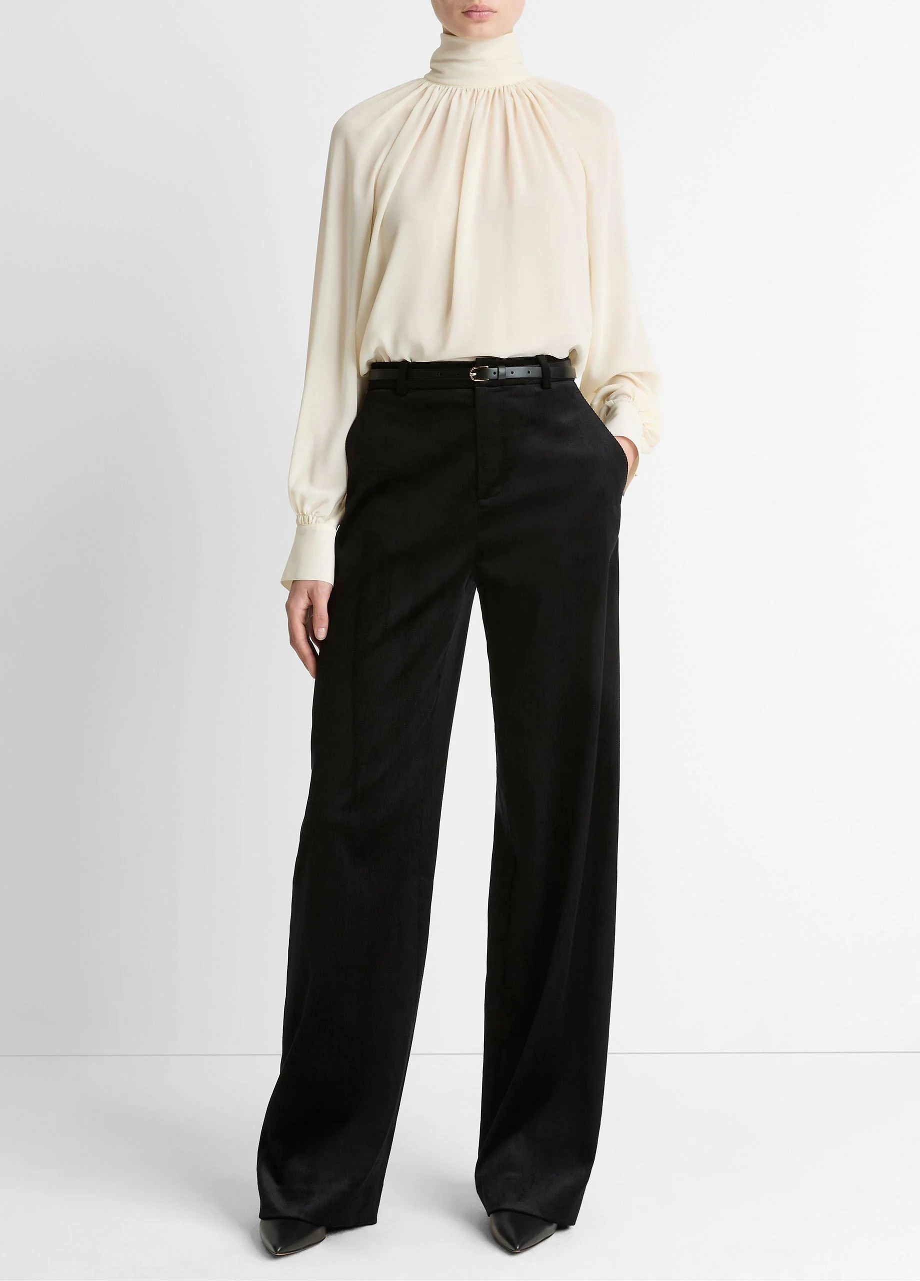 Italian Velvet High-Waist Wide-Leg Trouser - 1