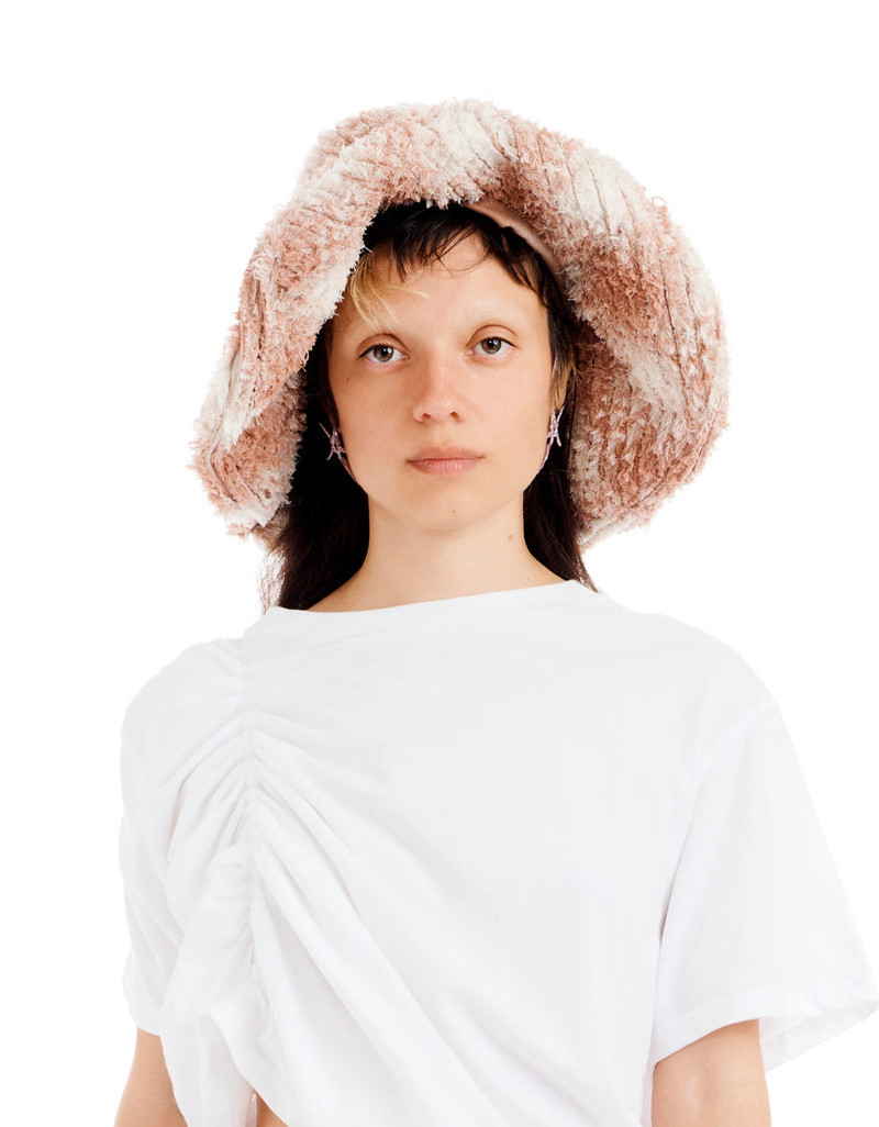 PEACH PLAID CLYDE X COLLINA STRADA MALA HAT 1