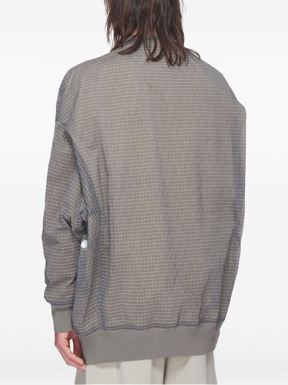 grid-pattern bomber jacket - 3