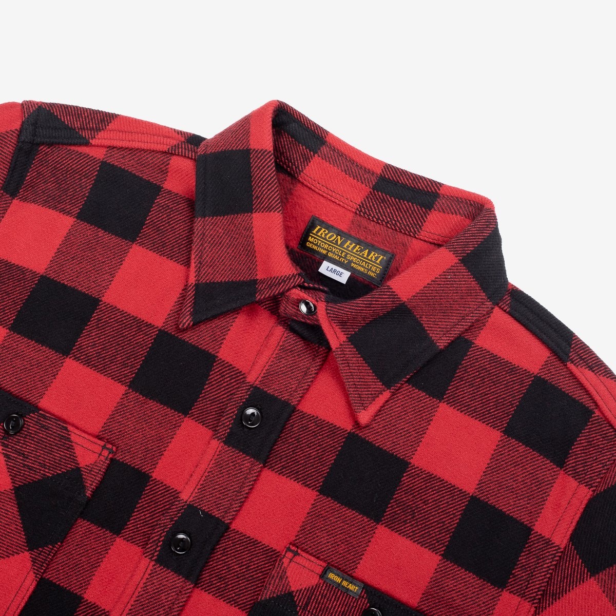 IHSH-244-RED Ultra Heavy Flannel Buffalo Check Work Shirt - Red/Black - 6