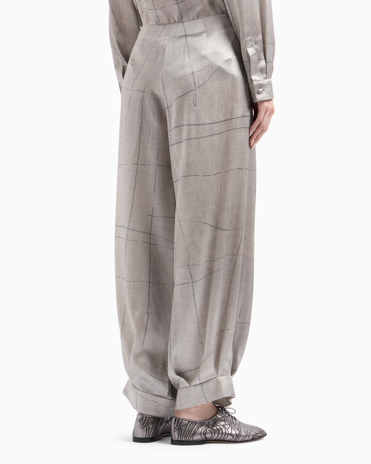 WIDE-LEG TROUSERS IN PRINTED SILK SATIN - 3