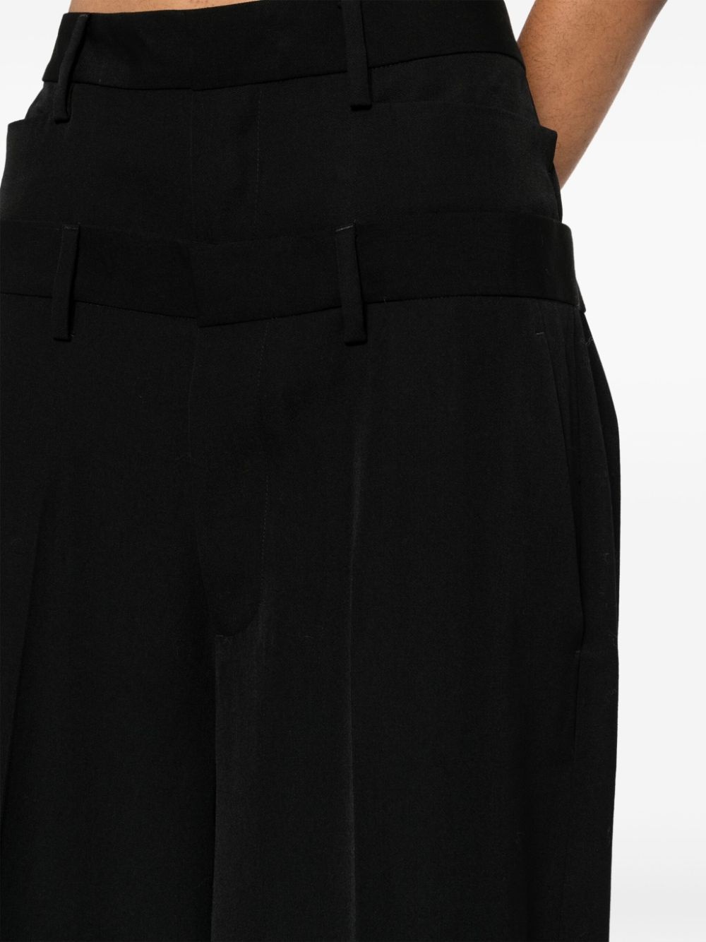 layered wide-leg virgin-wool trousers - 5