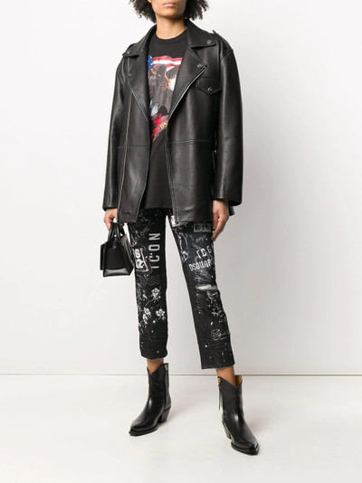 DSQUARED2 logo print distressed cropped jeans outlook