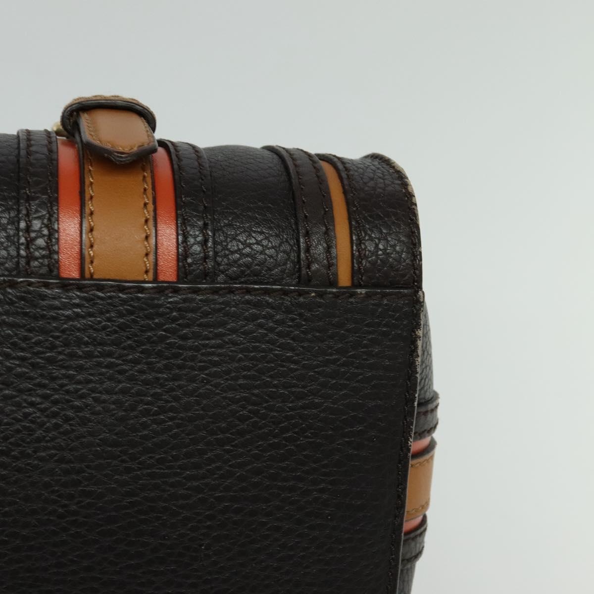 Burberry Hand Bag Leather Dark Brown Gold - 14
