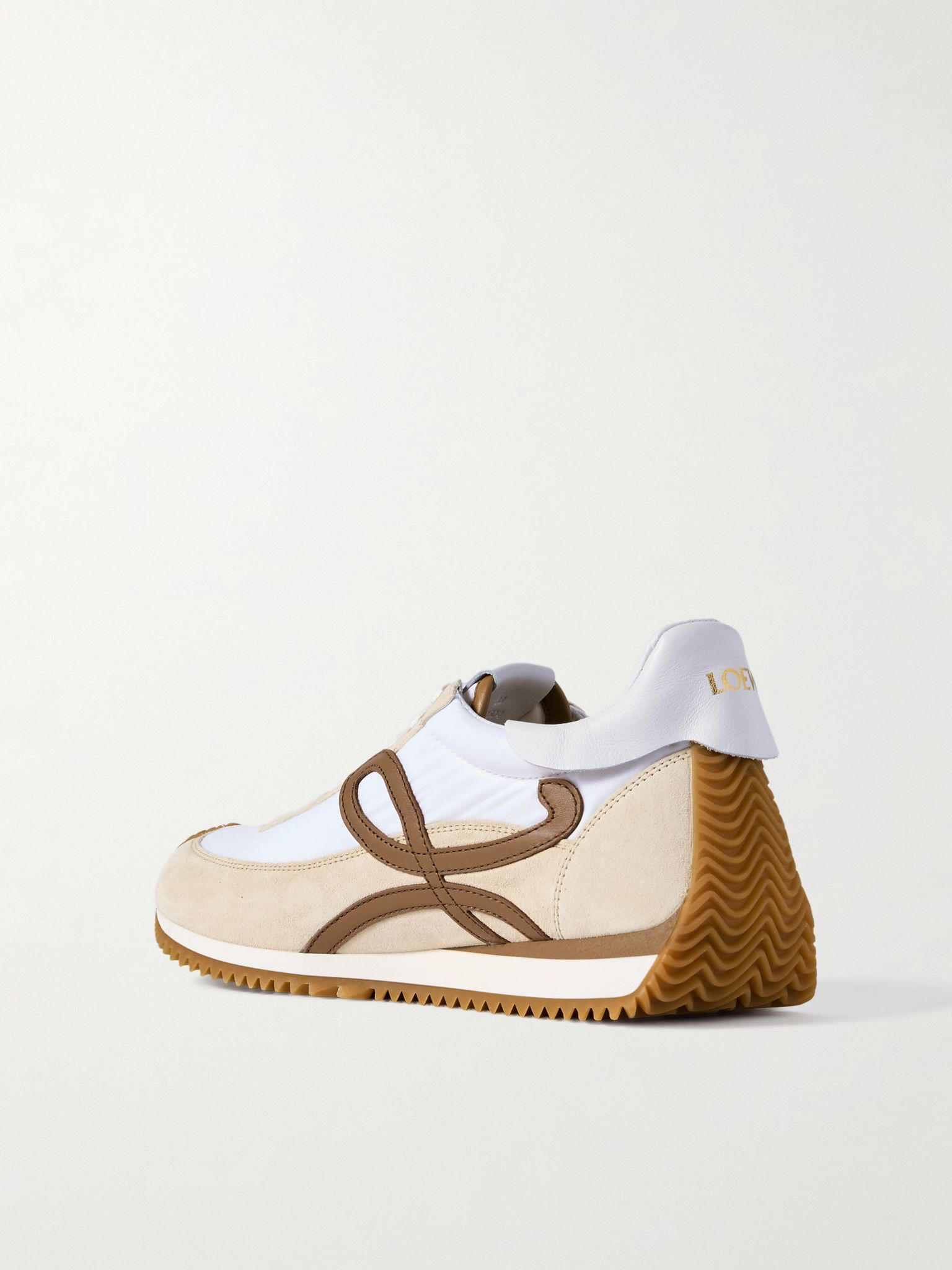 Flow Runner 2.0 leather-trimmed shell and suede sneakers White - 3