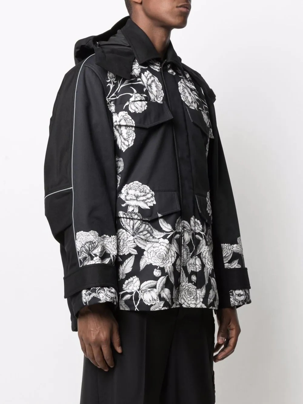 Dark Blooming-print hooded jacket - 3