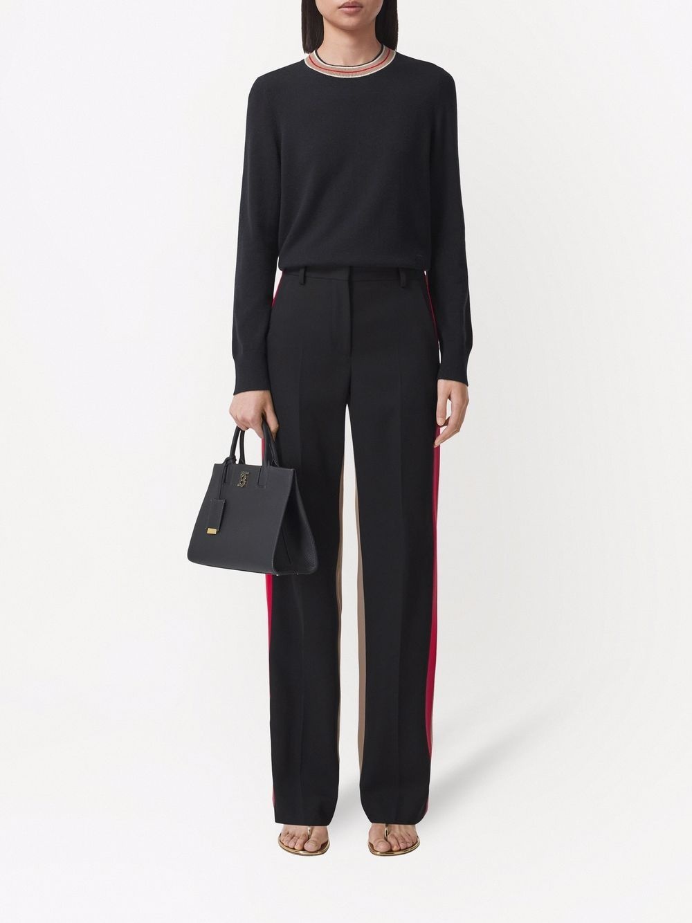stripe-neckline cashmere jumper - 2