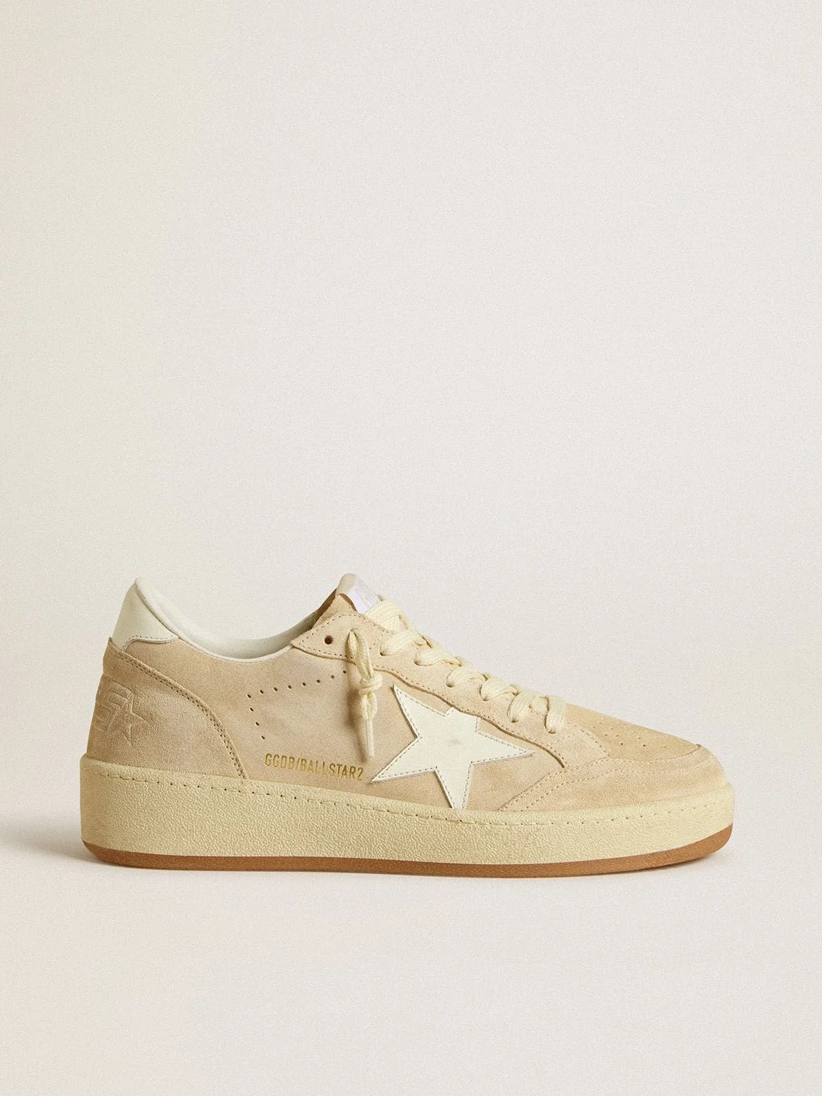 Ball Star 2 in beige suede with white leather star and heel tab - 1