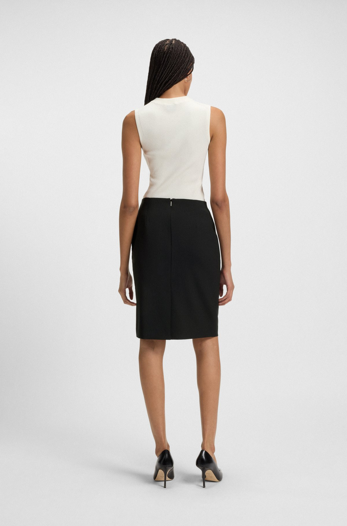 SLIM-FIT PENCIL SKIRT IN VIRGIN WOOL - 4