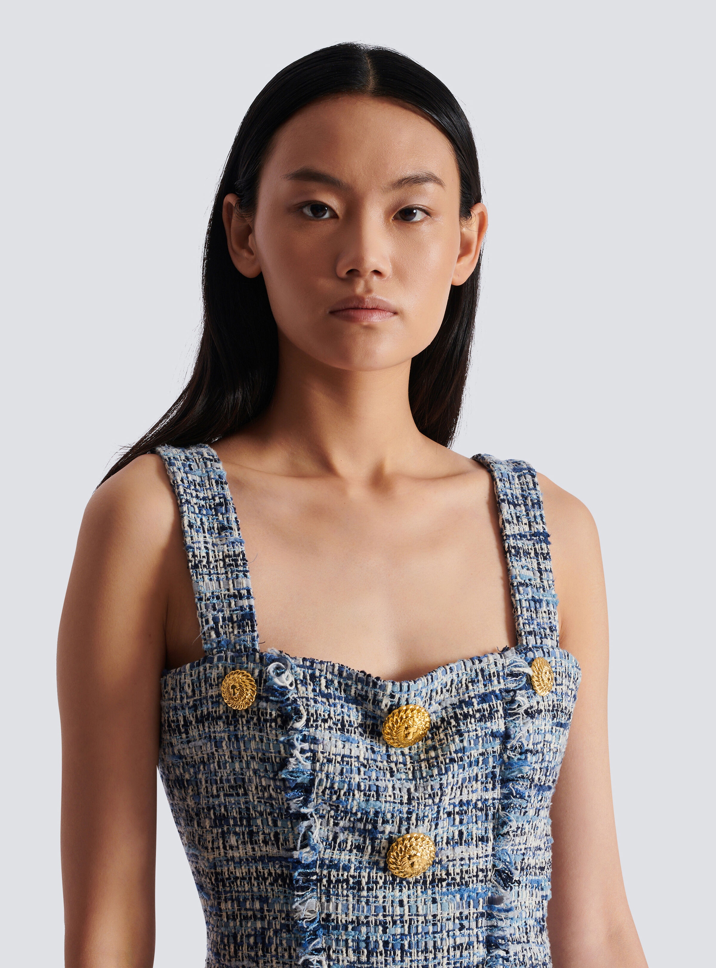 Short tweed dress with straps - 7