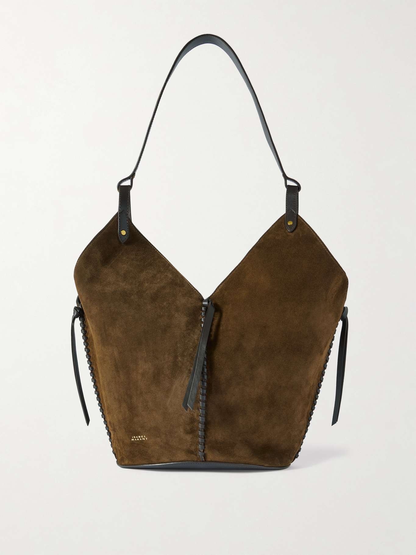 Tampa leather-trimmed suede tote Brown - 1