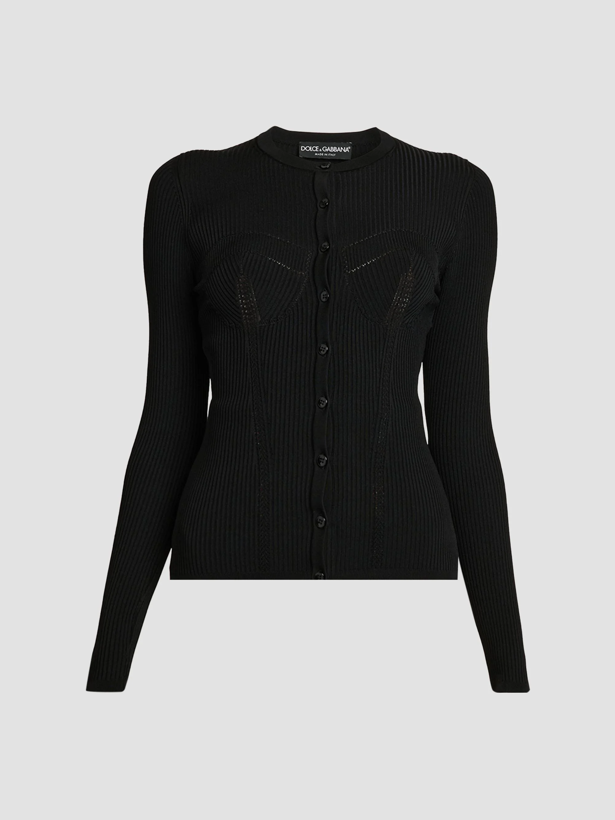 Women's Molded Rib-Knit Cardigan - Nero - 1