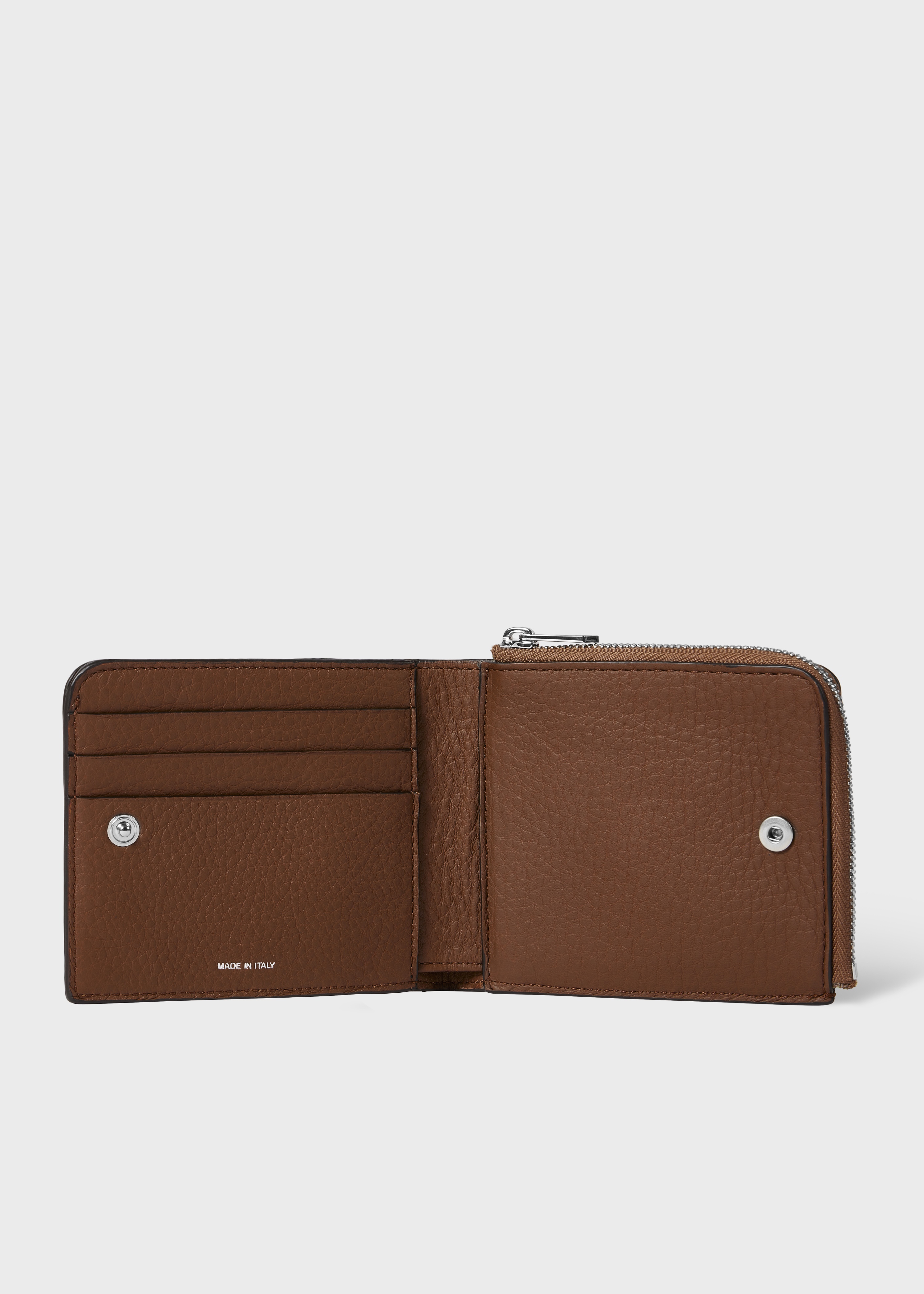 Tan Leather 'Signature Stripe' Piping Zip Billfold Wallet - 3