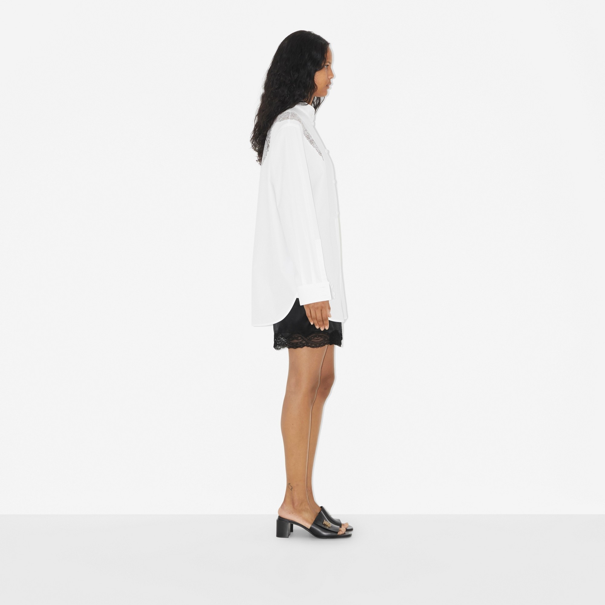 Lace Trim Cotton Shirt - 3