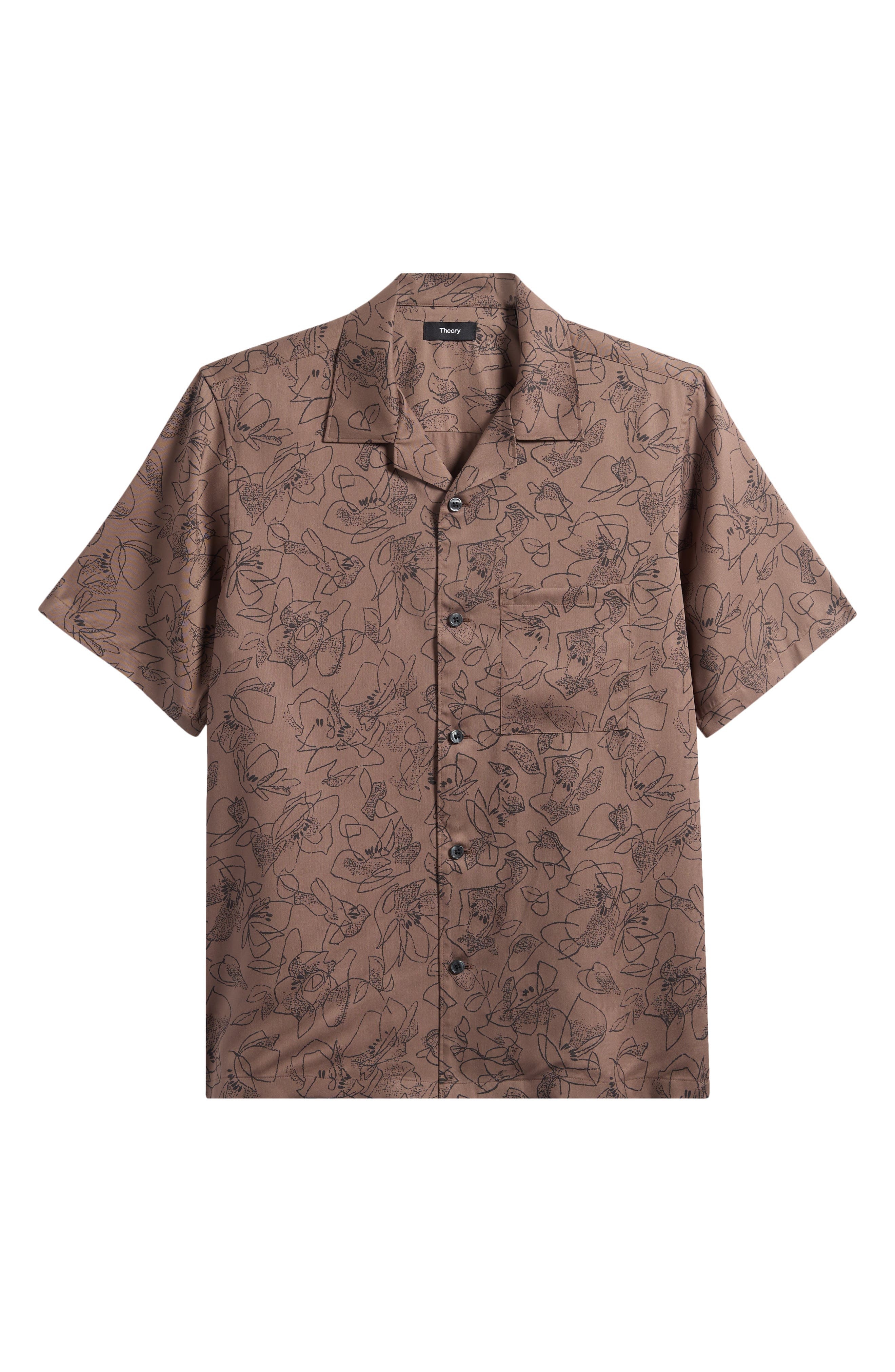 Theory Noll Floral Camp Shirt in Walnut at Nordstrom - 6