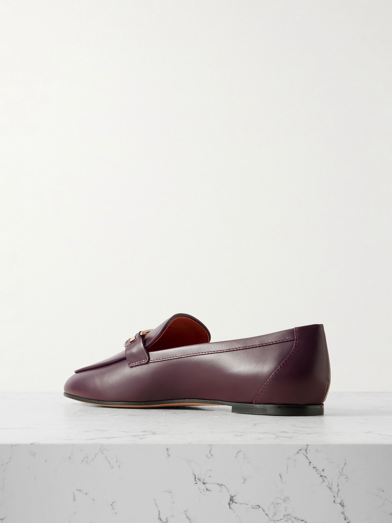 Embellished leather loafers Burgundy - 3