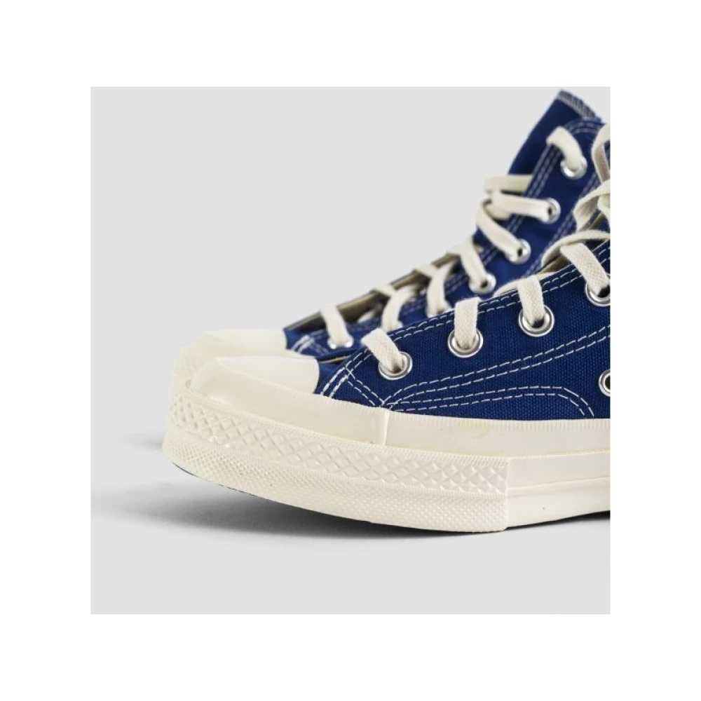 BLUE CANVAS HIGH-TOP SNEAKERS WITH CDG HEART LOGO - 5