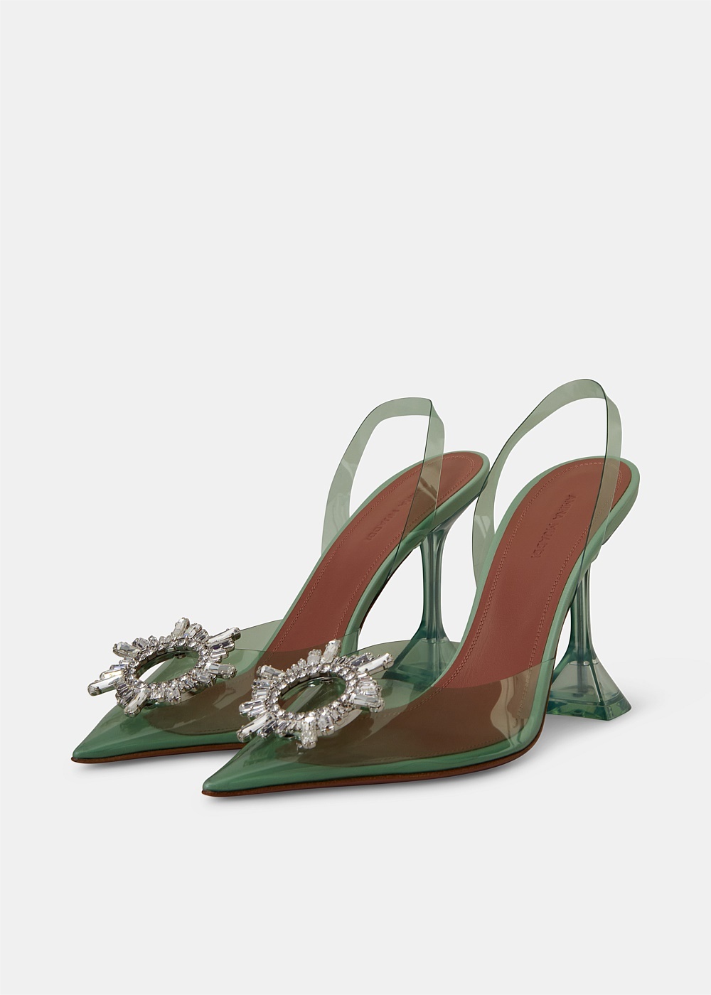 Mint PVC Begum Glass Sling back Heels - 2