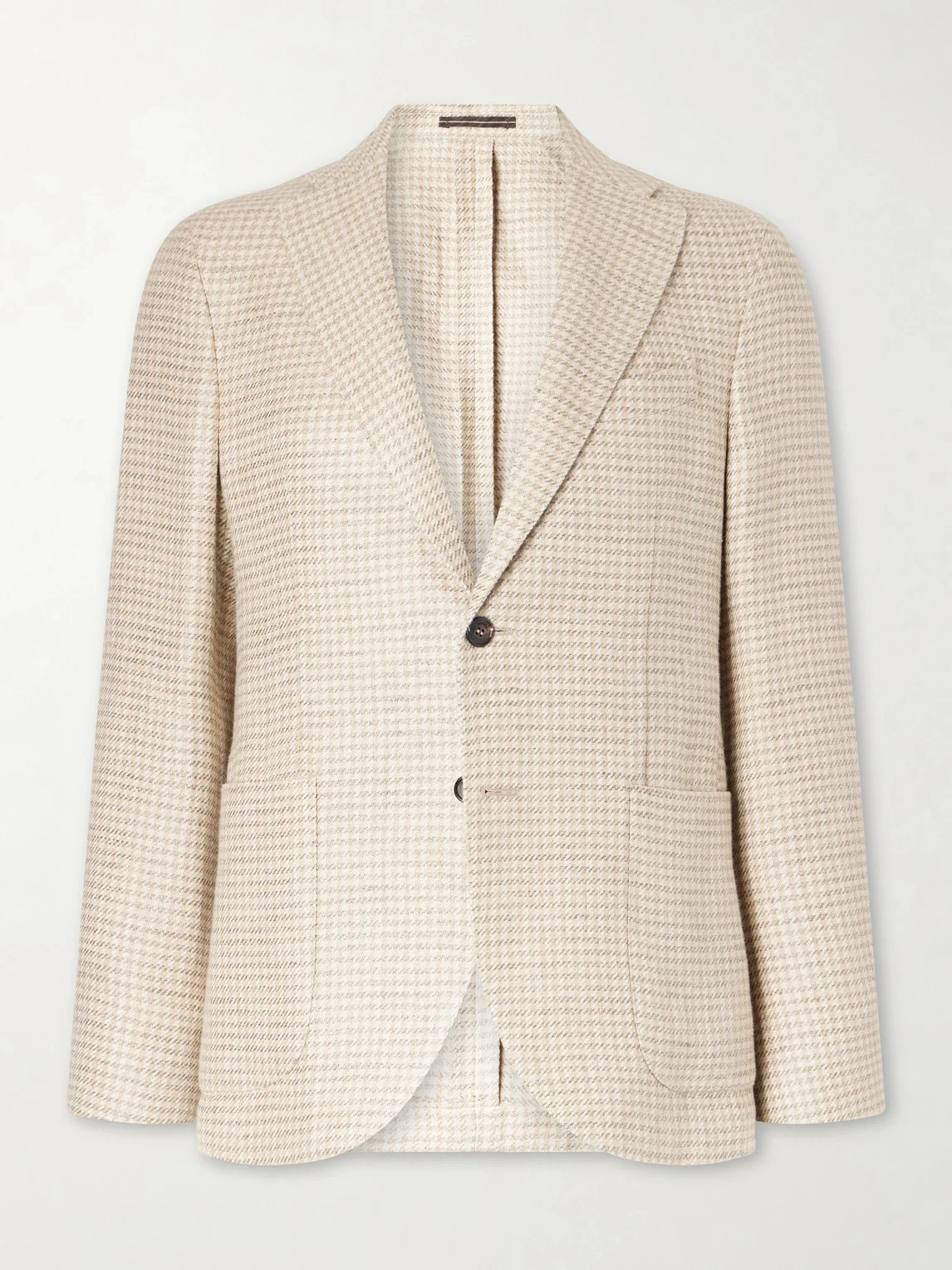 Houndstooth Linen and Silk-Blend Blazer - 1