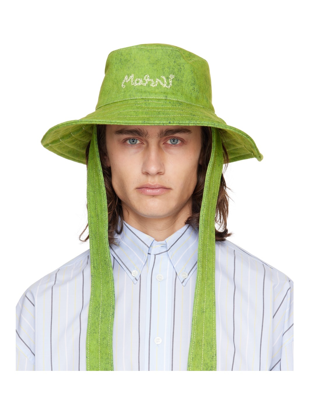 Green Marble Dyed Bleached Bucket Hat - 1