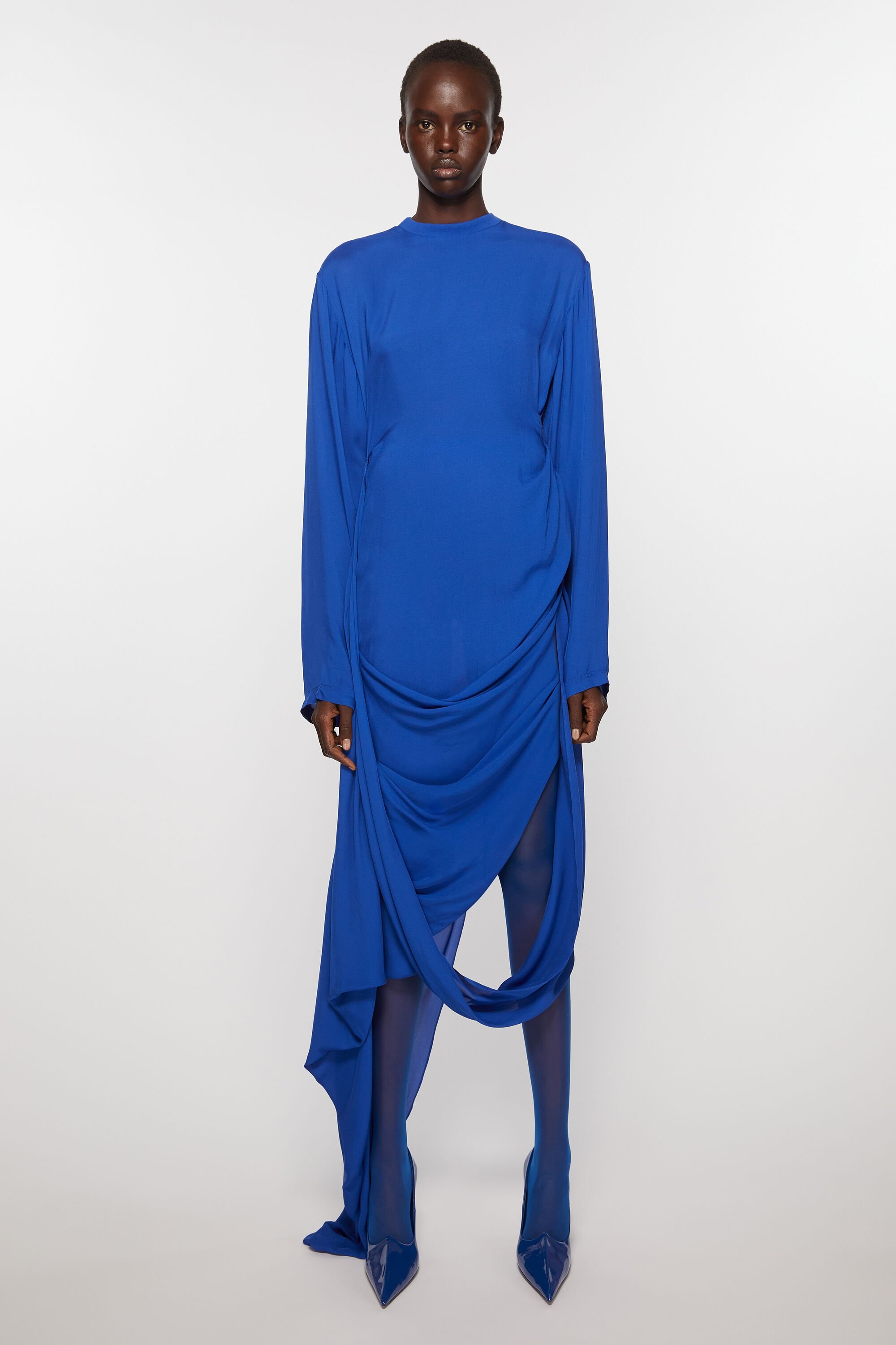 Silk fluid dress - Electric blue - 2
