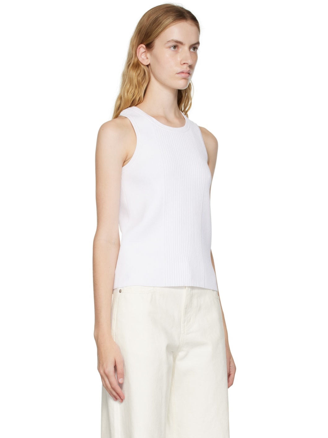 White Racer Back Tank Top - 2