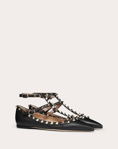 Valentino Rockstud Grainy Calfskin Ankle Strap Ballet Flat outlook