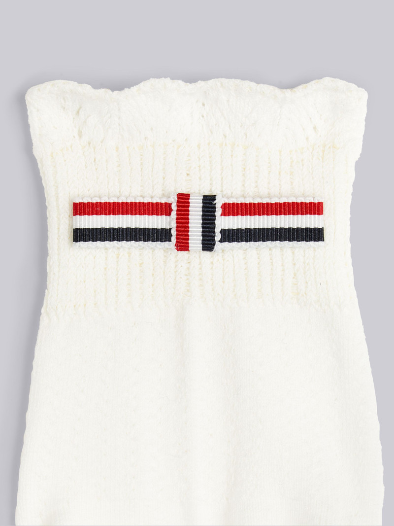 Thom Browne White Pointelle Overtwisted Cotton Ribbed Lace Bow Trim Crew Length Socks outlook
