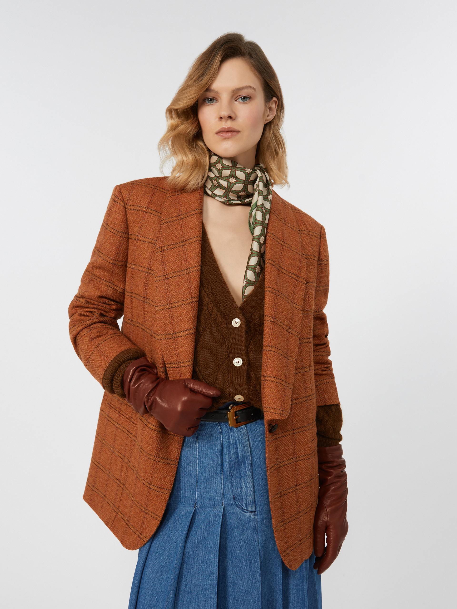 MINTEA Patterned wool blend blazer - 5
