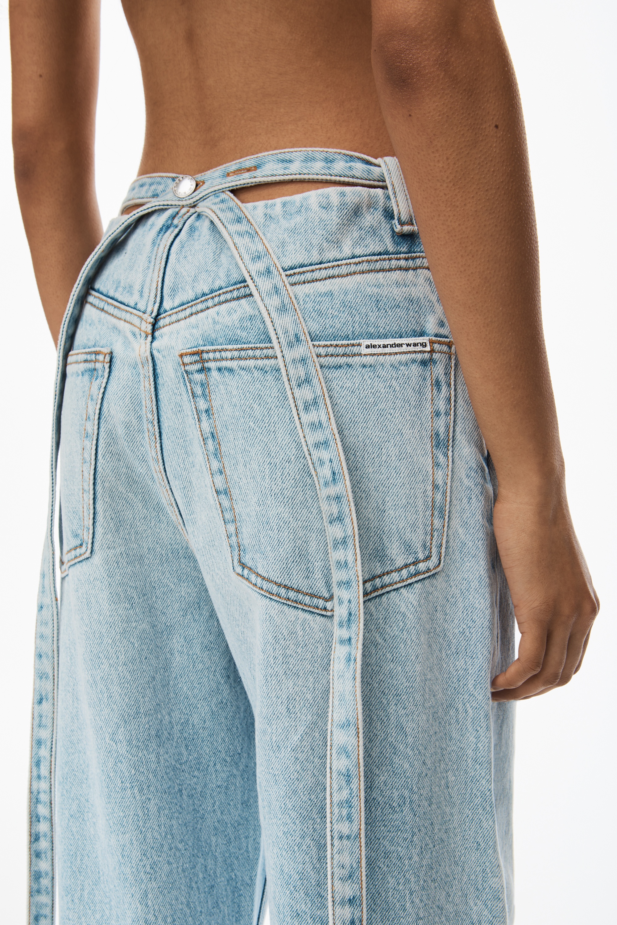 balloon denim jean with detached waistband - 6