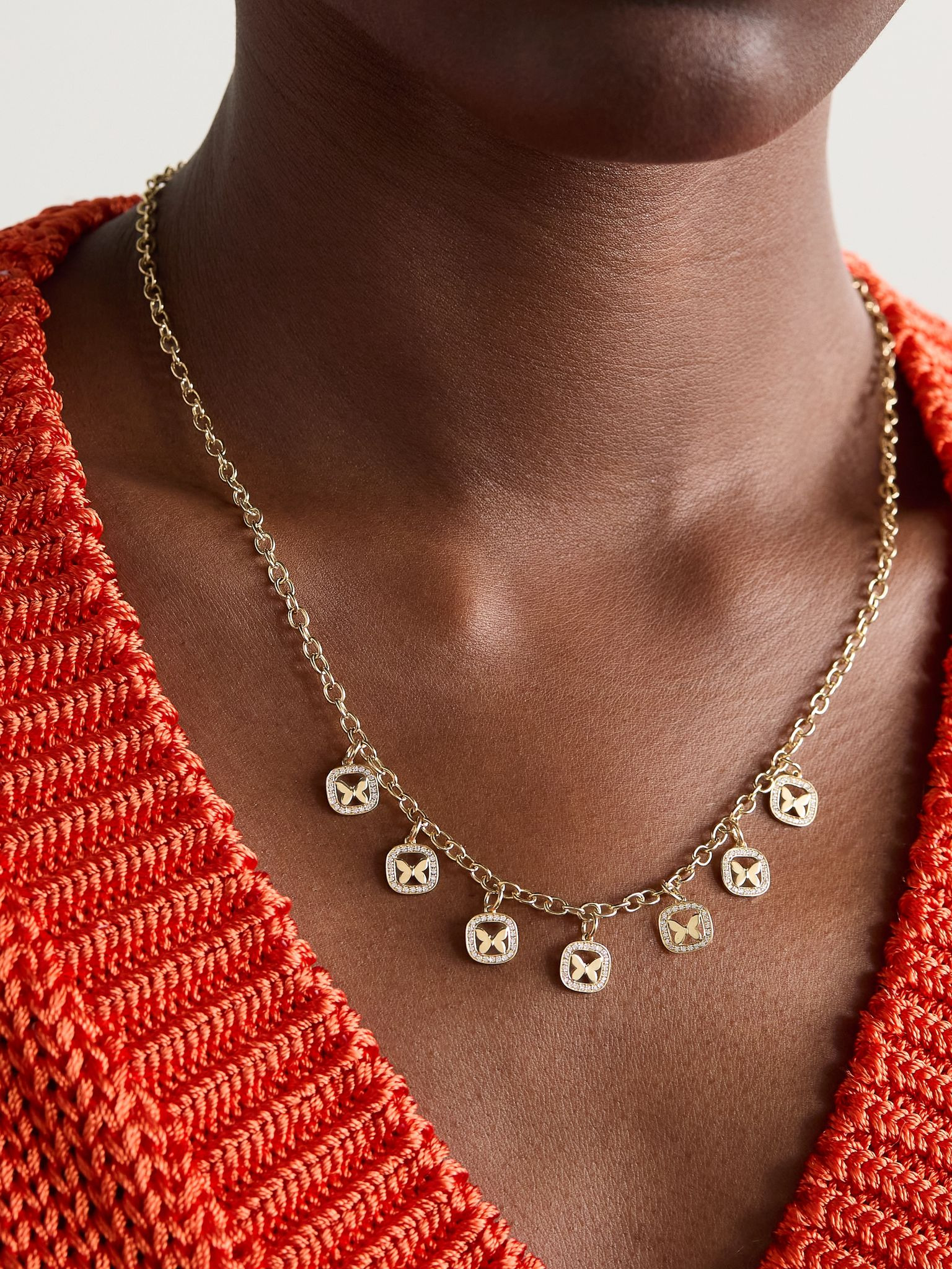 Open Icon Butterfly 14-karat gold diamond necklace Gold - 2