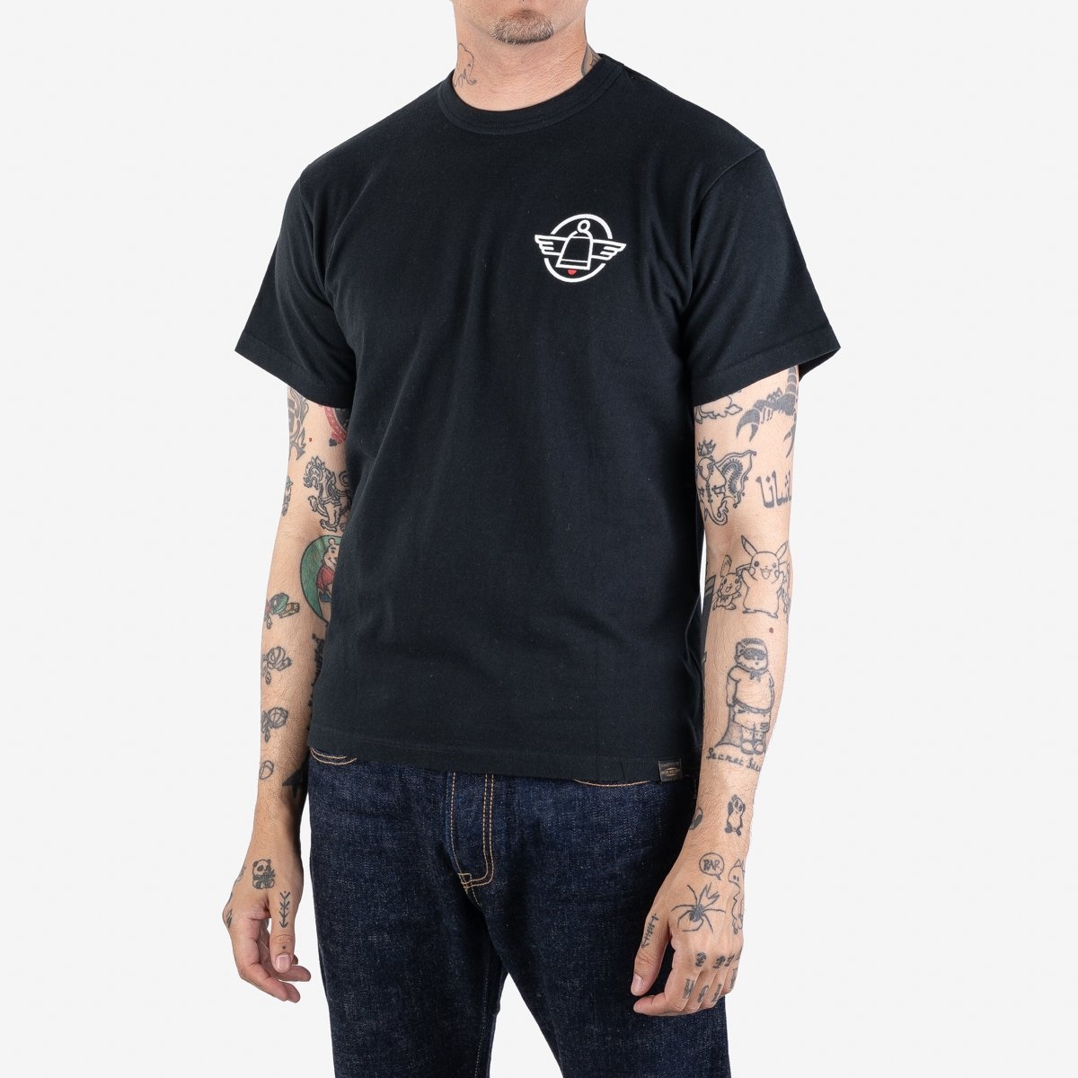 IHPT-BTN-BLK 6.5oz 'Break the Needle' Loopwheel Crew Neck T-Shirt With Longer Body - Black - 3