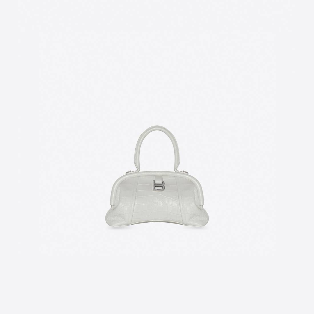 Women's Editor Small Bag Crocodile Embossed in White - 1