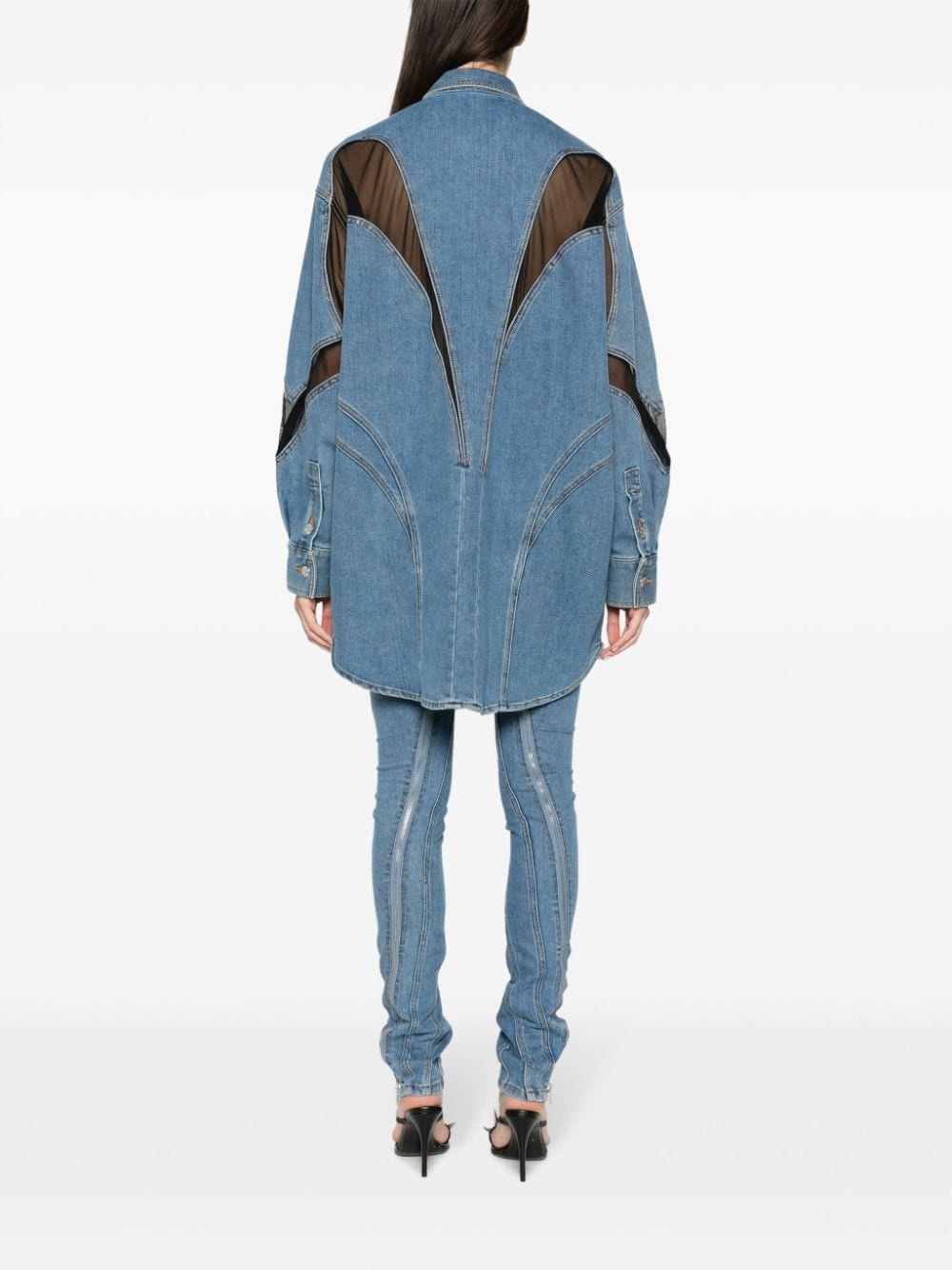 panelled denim shirt - 4