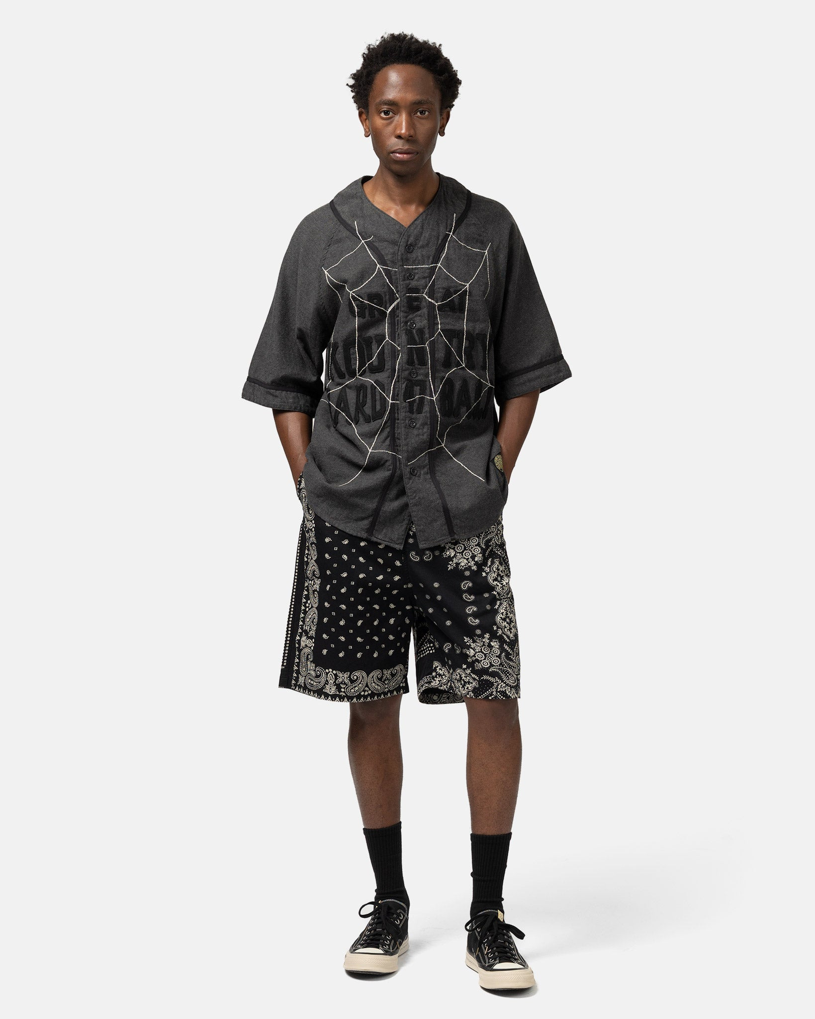 Combed Burberry RAT BRAND Bandana Patchwork EASY Short Pants Black - 2