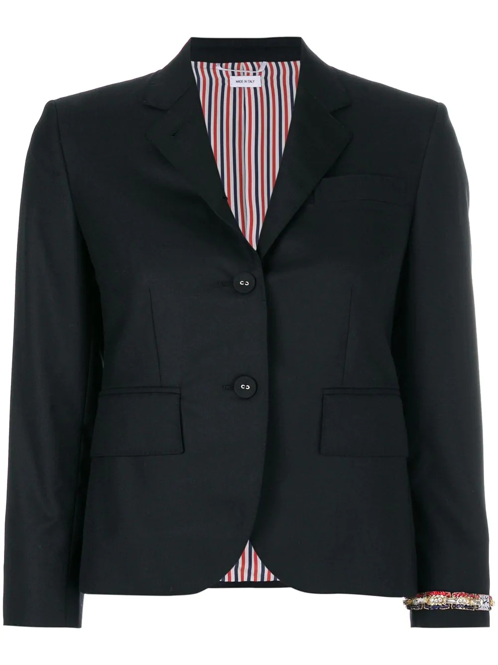 Classic Single Breasted Sport Coat With Wristwatch Applique & Combo Lapel In Super 120’s Twill - 1