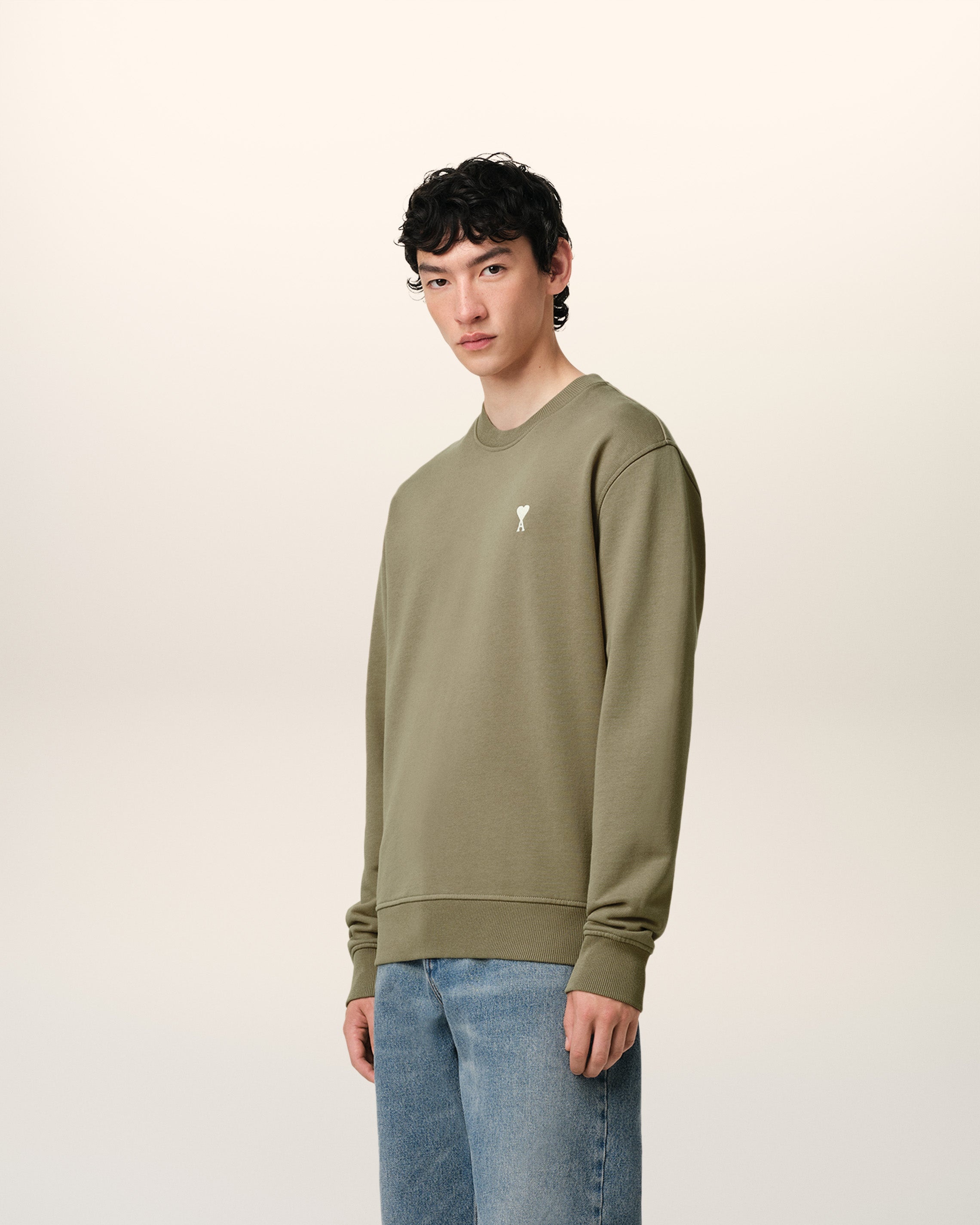 AMI Paris GREEN COTTON AMI DE COEUR SWEATSHIRT | REVERSIBLE