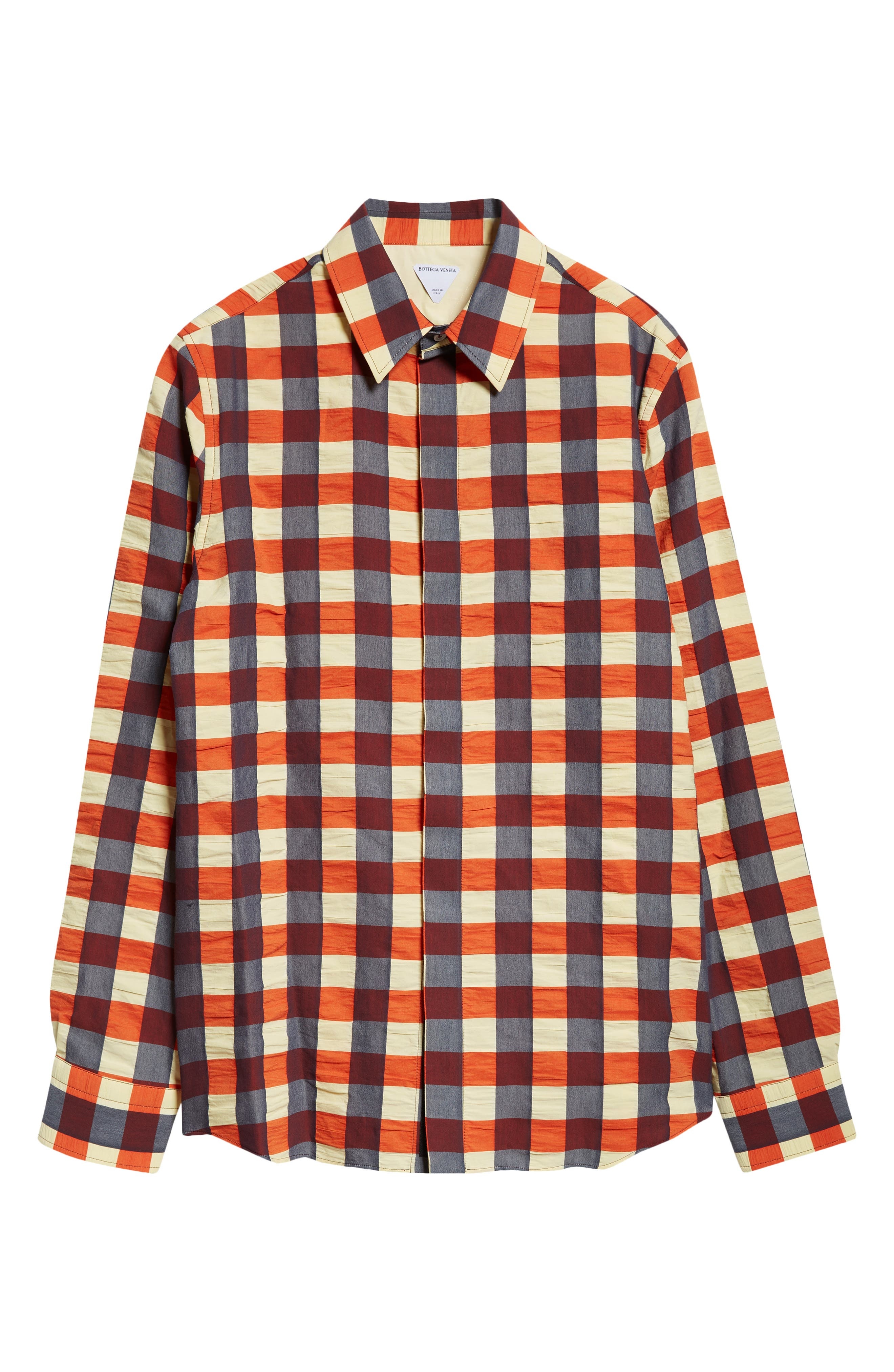 Bottega Veneta Macro Gingham Cotton Button-Up Shirt in Banana/Tulip/Wave at Nordstrom - 5