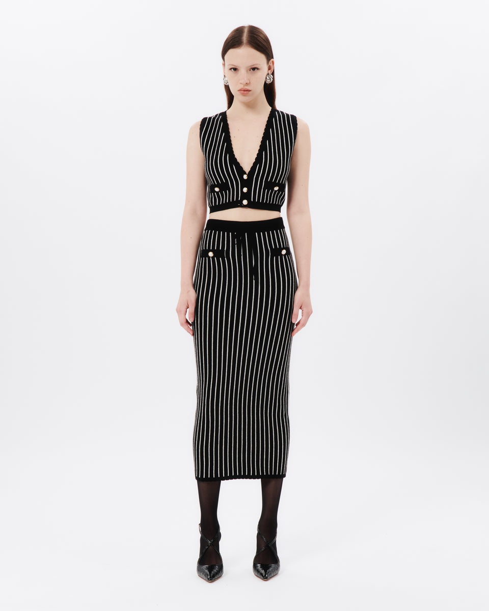 PINSTRIPE KNITTED GILET - 4