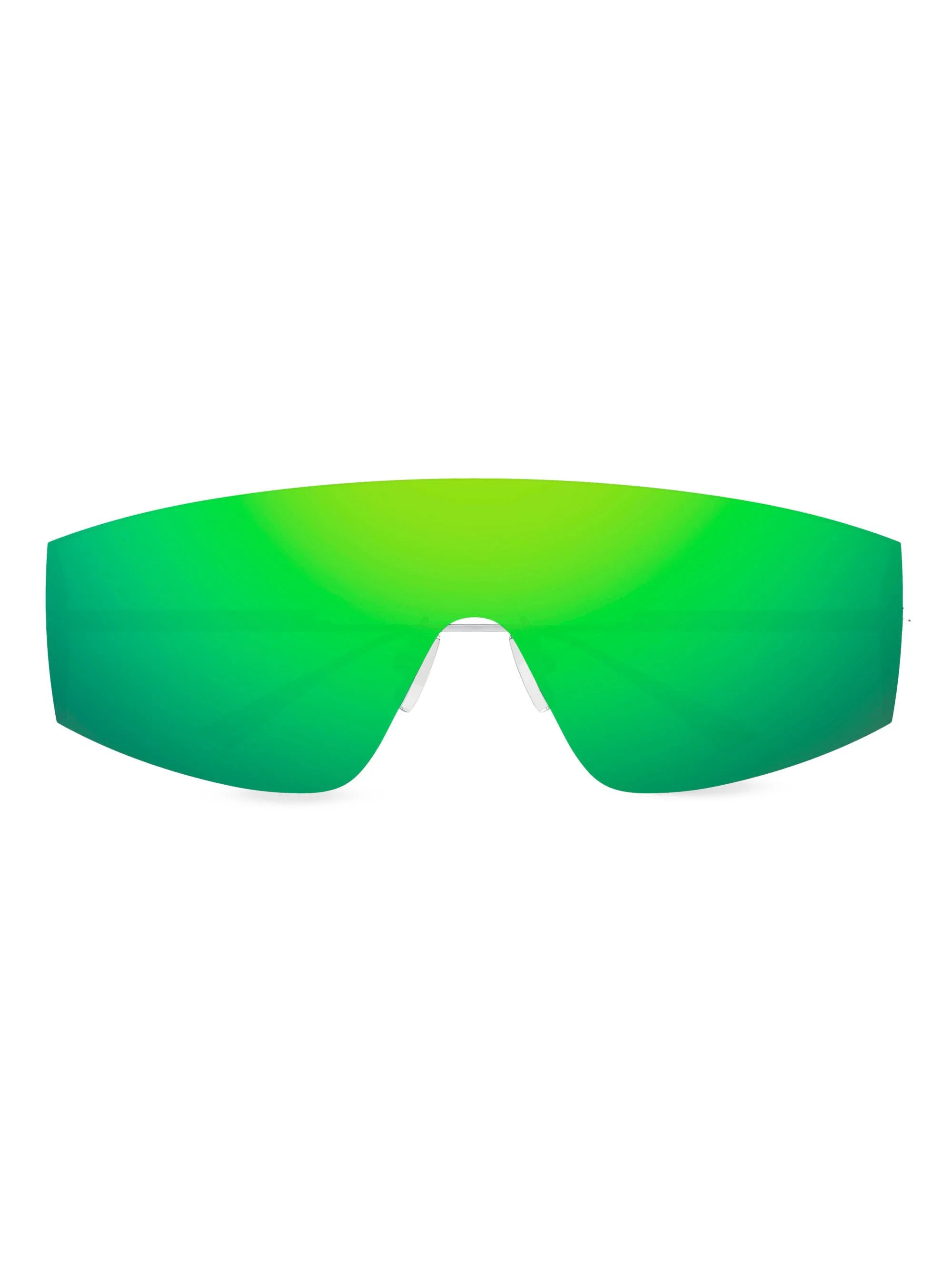 Men's Light Ribbon 99MM Mask Sunglasses - Silver Mirror Green - 1