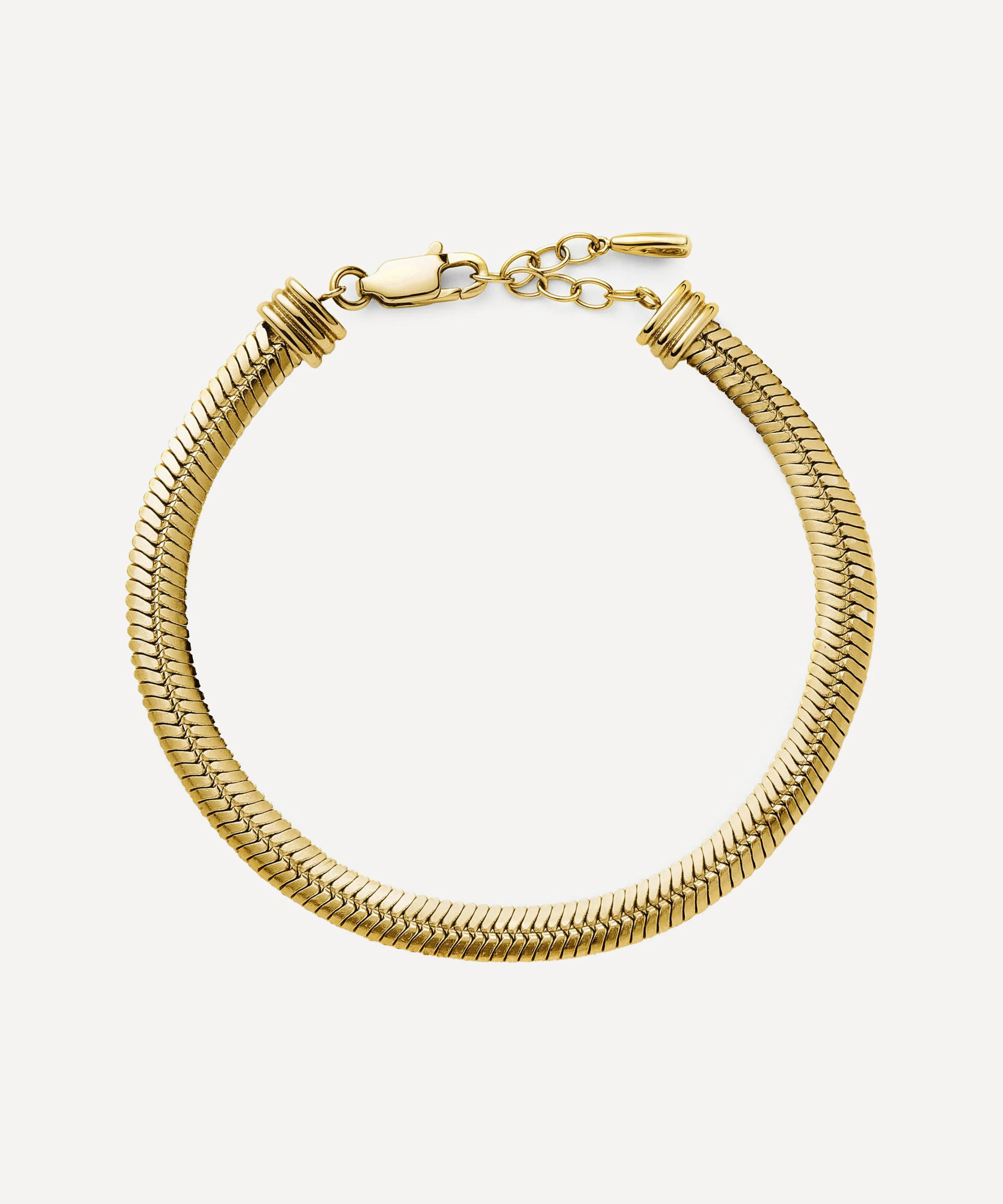 18ct Gold-Plated Wide Snake Chain Bracelet - 1