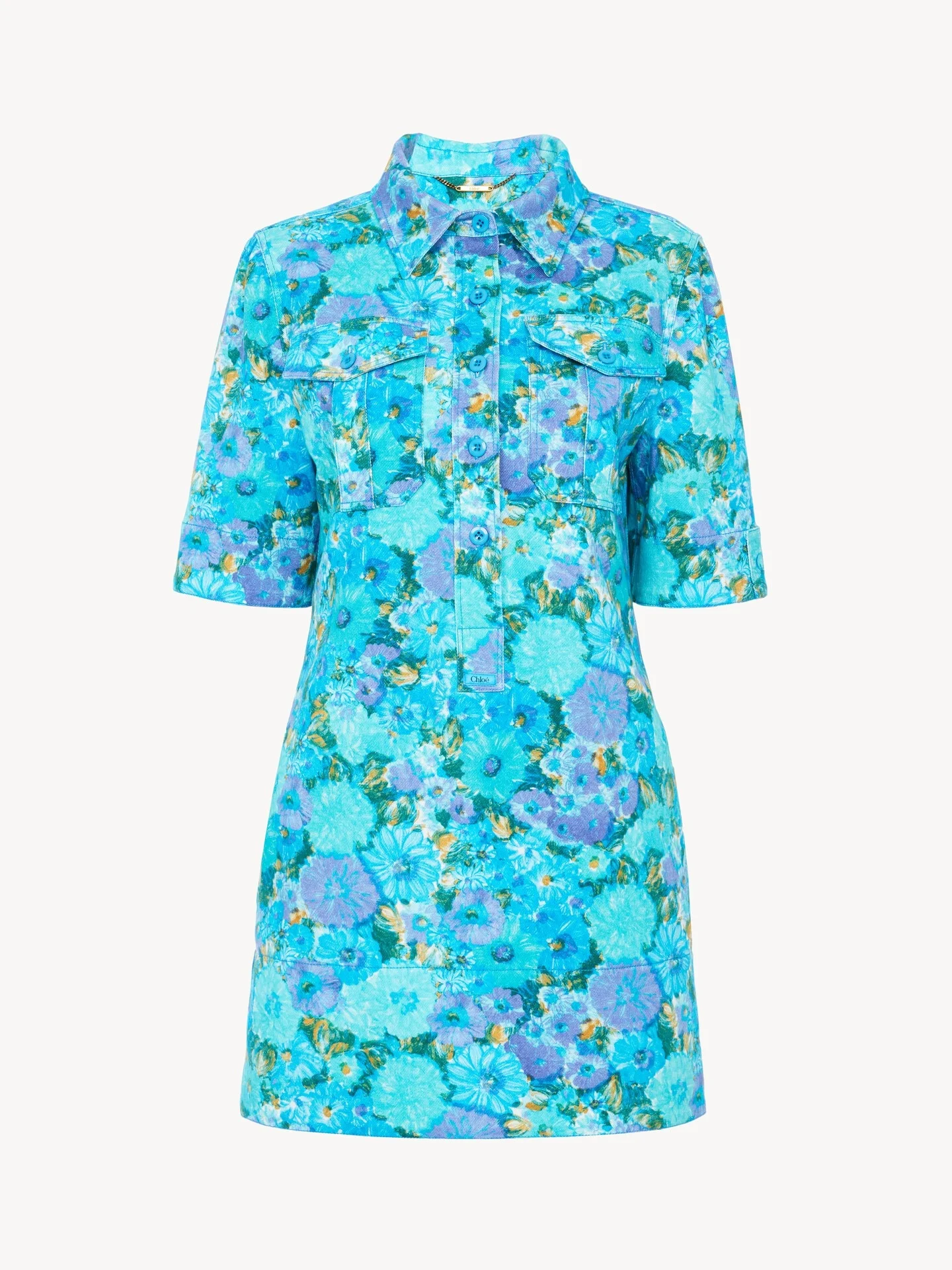 MINI POLO DRESS IN COTTON DRILL - 1