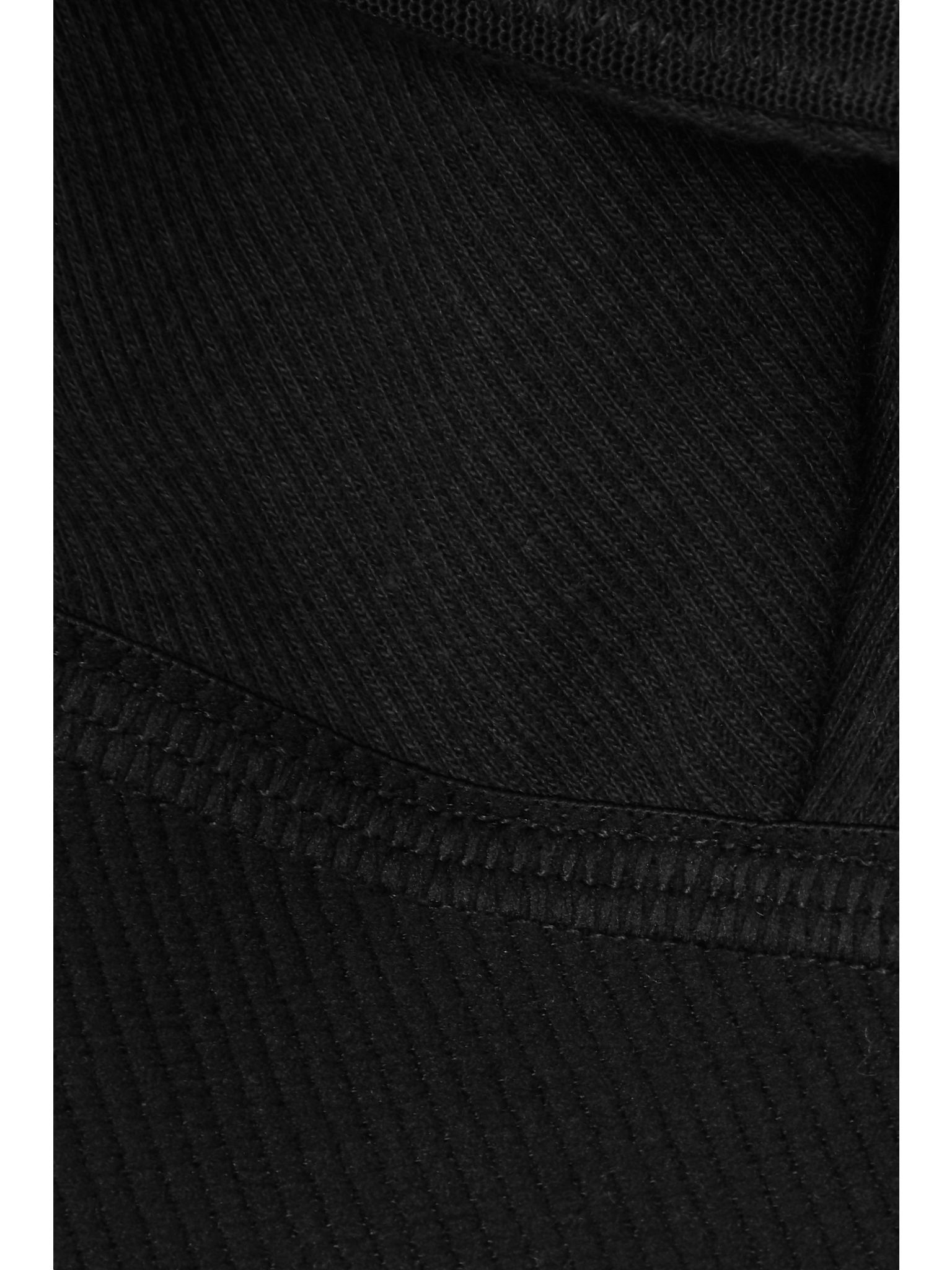 Plunge ribbed cotton-blend jersey bralette - Soot Black - 4